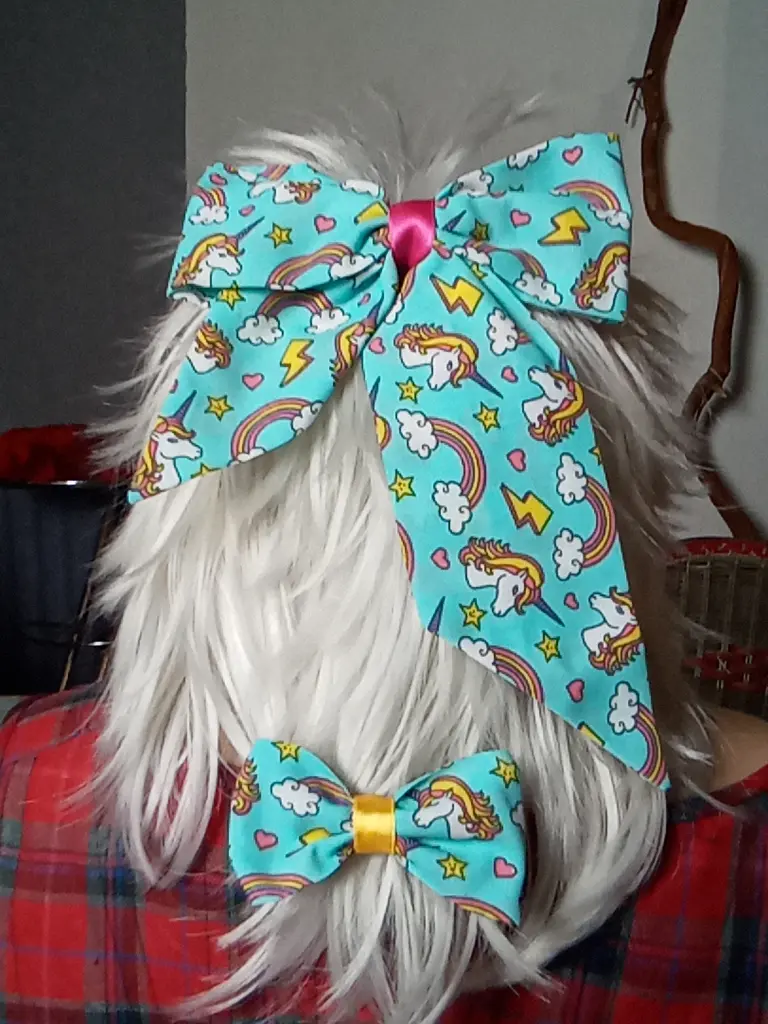 ensemble barrette cheveux noeud kawaii licorne .webp